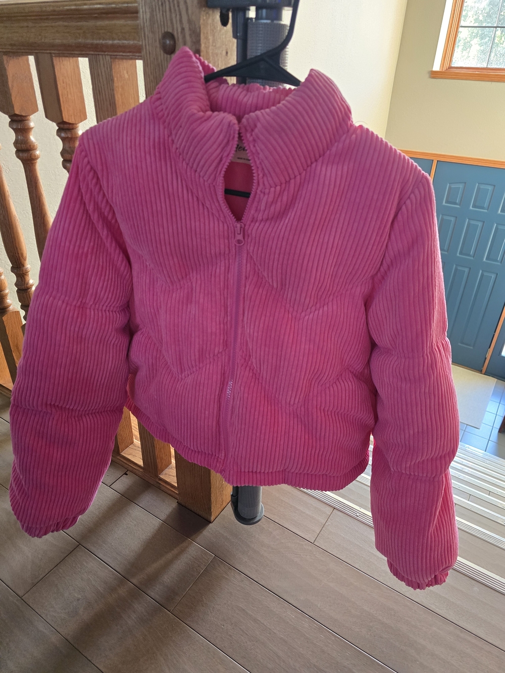 Ladies' Pink Corduroy Puff Jacket - Quilted Warmth